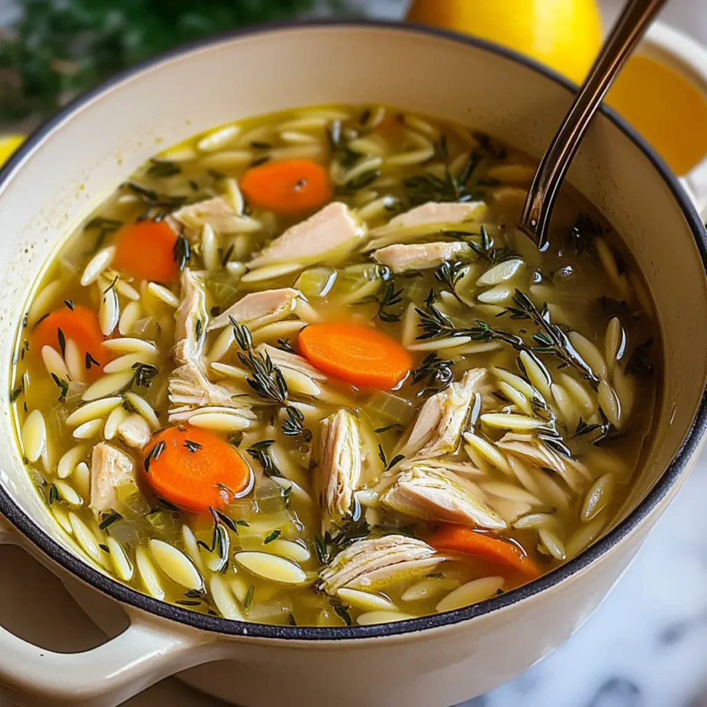 Lemon Chicken Orzo Soup