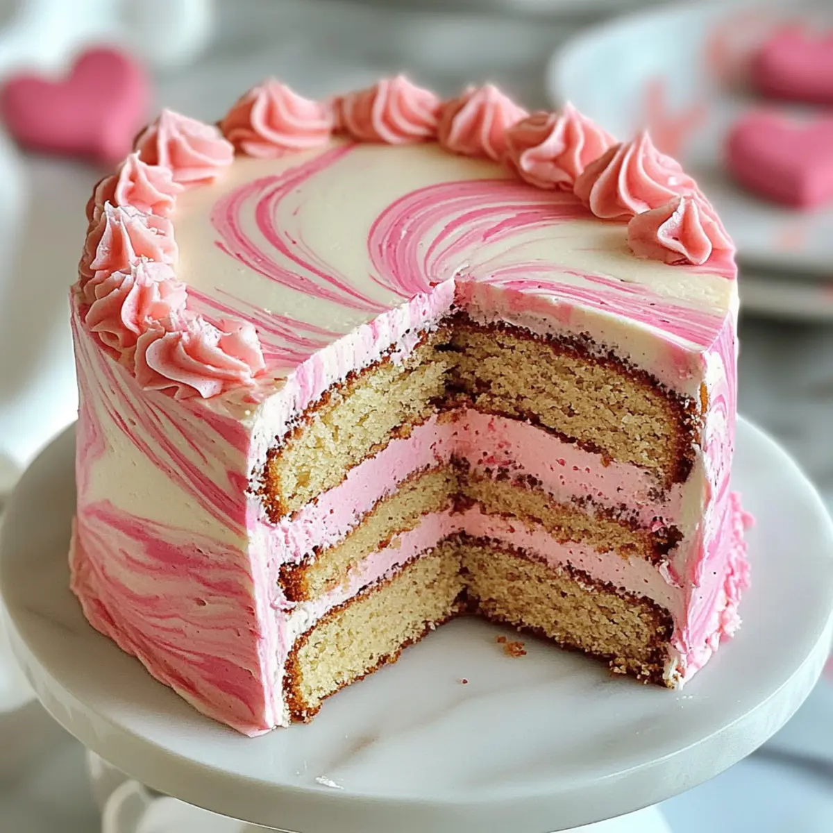 Valentine's Day Pink Marble Cake